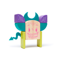 Pip - Magnetic Wooden Blocks - Sticky Monsters, 8 pieces
